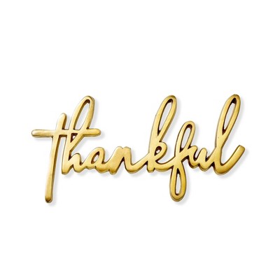 TAG Thankful Trivet Gold Aluminum Kitchen Accessory for Thanksgiving 12x6 Hand Wash Only