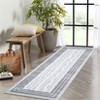 Modern Wave Print Area Rug Geometric Bordered Floor Carpet for Bedroom Low Pile Soft Rugs for High Traffic Areas - 2 of 4