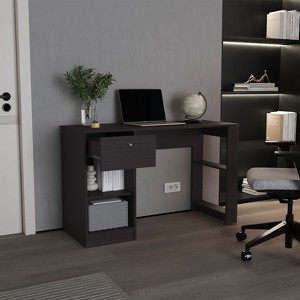 CAVINAS 47" Wide Single Drawer Desk with 4 Shelves,Multi-Purpose Writing and Gaming Desk for Home Office and Living Room - 1 of 4