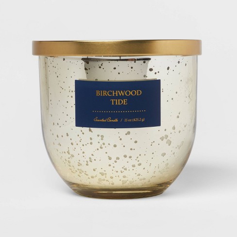 2-Wick 15oz Mercury Glass Candle Blue/Birchwood Tide - Threshold™: Lidded Jar, Woodsy Scent, Spring Decor - image 1 of 3