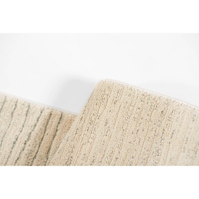Ivory Geometric Rectangular Stain-Resistant Synthetic Area Rug