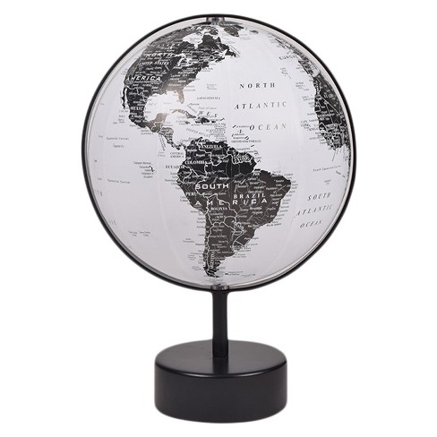 world globe black and white