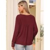 INSPIRE CHIC Women's Long Sleeve V Neck Lace Trim Casual Blouse - 3 of 4