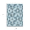 Teal Blue And Ivory Geometric Washable Indoor Outdoor Area Rug - 3 of 4
