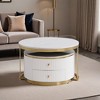 Modern 2 Pieces White Round Nesting Coffee Table with Drawers in 27.6'' - Leovsnove - 2 of 4