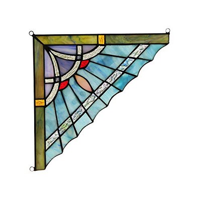 CHLOE Lighting OBSIDIAN Mission Tiffany-glass Window Panel 10 Wide