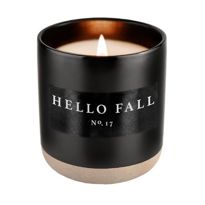 Sweet Water Decor Hello Fall 12oz Black Stoneware Jar Candle