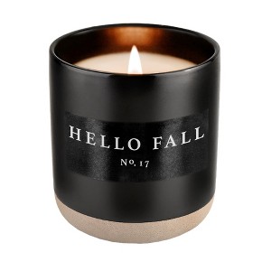 Sweet Water Decor Hello Fall 12oz Black Stoneware Jar Candle - 1 of 4