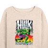 Women's - Marvel - Hulk Battles the Inhumans Lightweight French Terry Wide Neck Long Sleeve Shirt - 2 of 4