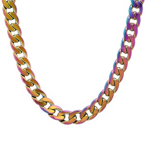 Steeltime 24" multi colored ip stainless stseel cuban link necklace - 1 of 4