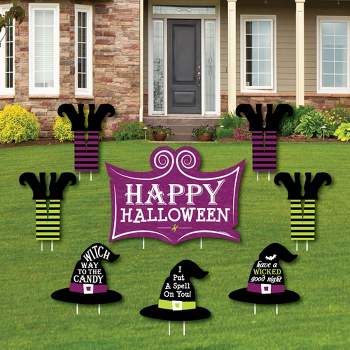 Big Dot of Happiness Happy Halloween - Yard Sign and Outdoor Lawn Decorations - Witch Party Yard Signs - Set of 8