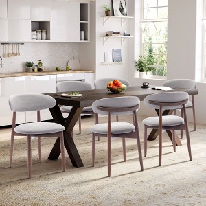 Set of 2 Modern Upholstered Wood Dining Chairs with Fabric Seat and Foot Pegs, Kitchen Side Chairs for Dining Room or Cafe - 1 of 4