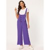 Allegra K Women's High Waist Wide Leg Belted Button Long Overalls Jumpsuit - 3 of 4