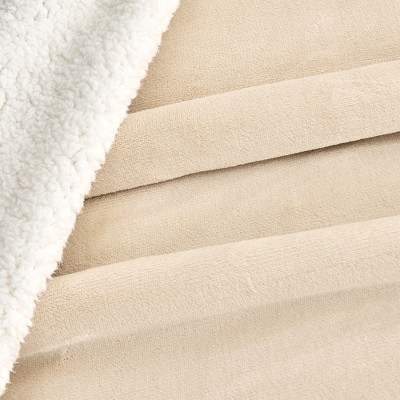 Velvet Plush Soft Fleece Reversible Throw, Warm and Comfortable Bed Blanket - Great Bay Home (Twin, Tan)