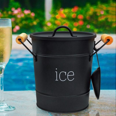 Black Enamel Farmhouse Ice Bucket with Scoop and Lid