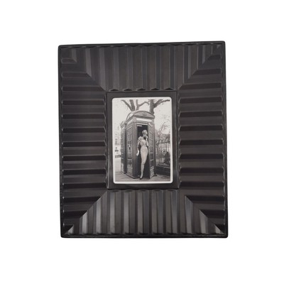 VIP Metal 12 in. Black Stamped Grooved Lines Photo Frame 5x7