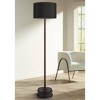 Possini Euro Design Meridian Modern 72" Tall Floor Lamp with Round Riser Oil Rubbed Bronze Light Blaster LED Black Shade for Living Room - 2 of 4