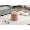 Sapphtopaz Velvet Upholstered Ottoman Bench, Footstool with Soft Cushion and Wood Frame, Round Ottoman, Entryway Padded Footstool, Footrest Stool - 4 of 4