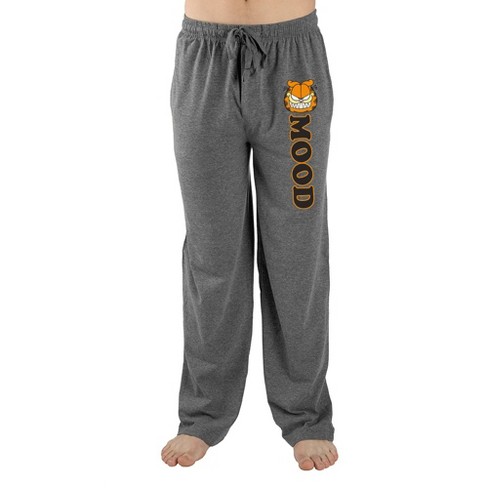 Garfield Classic Cartoon Character Mens Grey Sleepwear Sleep Pajama  Pants-Small