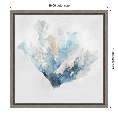 Blue Coral Reef Print on Canvas with Graywash Frame