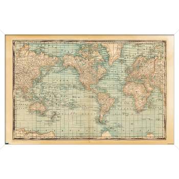 Trends International Map - Rustic Framed Wall Poster Prints