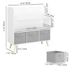SEVOBAL Decorative Bookshelf Kids Bookcase with 3 Fabric Bins and Storage Organizer for Playroom Nursery, White, 35.43"*11.02"*31.5" - 3 of 4