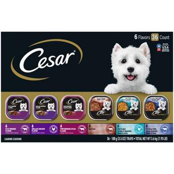 Cesar Classic Loaf In Sauce & Home Delights with Beef, Chicken and Vegetable Adult Wet Dog Food - 3.5oz/36ct Variety Pack