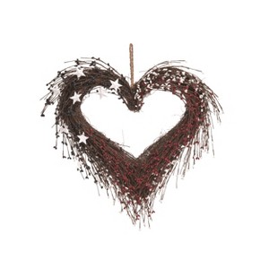 Transpac Natural Fiber 20" Brown 4th of July Patriotic Heart Wreath - 1 of 2
