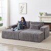 KWPZQEB 87" Sectional Lounge Chaise, Cloud Plush Loveseat, Corduroy Upholstered Boneless Sofa Bed with Deep Seat & 2 Pillows, No Assembly Required - 3 of 4