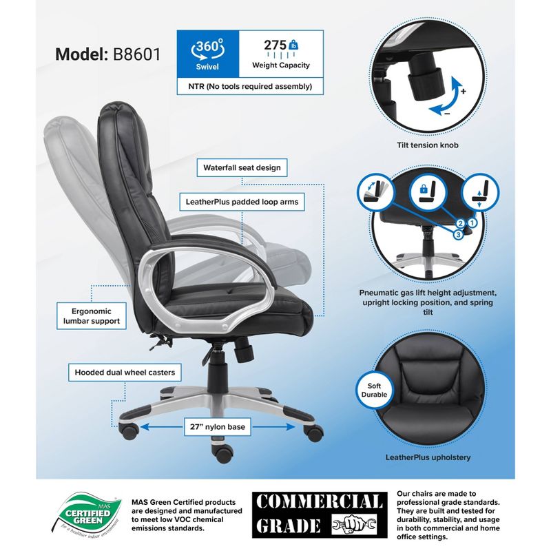 Executive Leatherplus Chair Black - Boss Office Products, 6 of 7