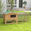 Pawhut 62" Rabbit Hutch with Run, Outdoor Bunny Hutch, Guinea Pig House Cage with Pull-out Tray, Roof and Ramp - 2 of 4
