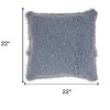 HomeRoots 22" Blue Cotton Throw Pillow With Fringe - 3 of 4
