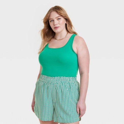 Women's Slim Fit Tank Top - A New Day™ Green 4x : Target