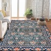 Area Rug Living Room Bedroom Machine Washable Printed Vintage Floral Carpet Non-Slip Low Pile Distressed Boho for Laundry Dining Farmhouse - 2 of 4