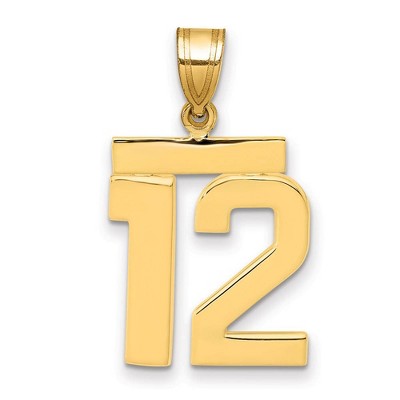 Black Bow Jewelry 14k Yellow Gold, Athletic Collection Medium Polished Number 12 Pendant