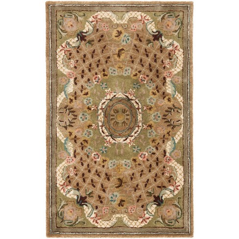 Classic Cl304 Hand Tufted Area Rug - Toupe/light Green - 3'x5 ...