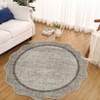 Scalloped Washable Bordered Living Room Bedroom Rug, Ultra Thin Non Slip Indoor Farmhouse Carpet for Dining Room - 2 of 4