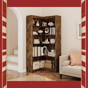 Garvee Corner Bookcase 71.8 inches Farmhouse Corner Bookcase, Tall Bookcase 5 Tier L-Shaped Corner Shelf Large Display Shel - 1 of 4
