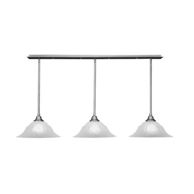 Toltec Lighting Stem 3 - Light Chandelier in  Brushed Nickel with 16" White Marble  Shade