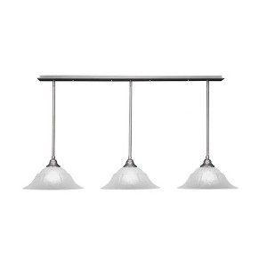 Toltec Lighting Stem 3 - Light Chandelier in  Brushed Nickel with 16" White Marble  Shade - 1 of 1