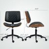 Home Office Chair No Arms with Wheels, PU Leather Desk Chair with Adjustable Height, 360 Swivel for Reading - 3 of 4