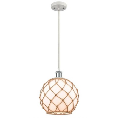 Farmhouse Rope - 1 Light Cord Hung Mini Pendant In Industrial Style-13 Inches Tall and 10 Inches Wide