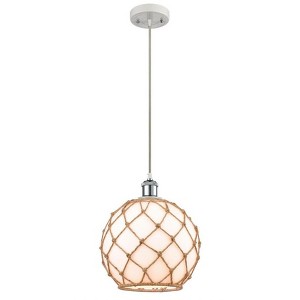 Farmhouse Rope - 1 Light Cord Hung Mini Pendant In Industrial Style-13 Inches Tall and 10 Inches Wide - 1 of 1