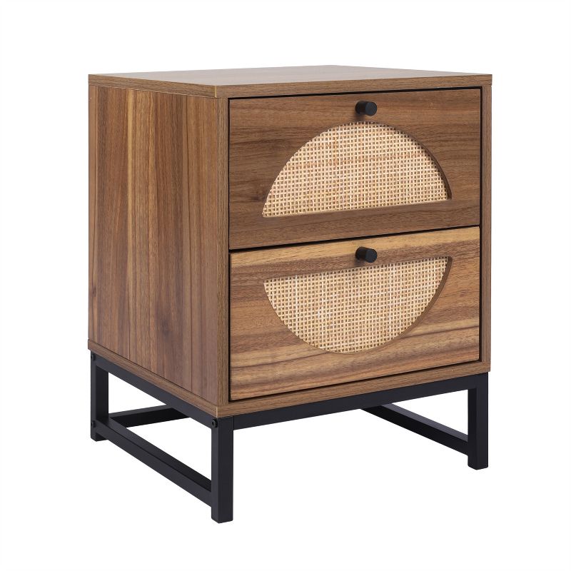 Arina Natural rattan 20.87'' H x 15.75'' W x 15.75'' D Queen Size 2 Drawer Nightstand With Storage - The Pop Maison, 4 of 14