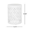 Modern Outdoor Metal End Table,Round Side Table With Iron Frame,End Table For Patio Garden Living Room,No Assembly Required-Coolbibila - 4 of 4