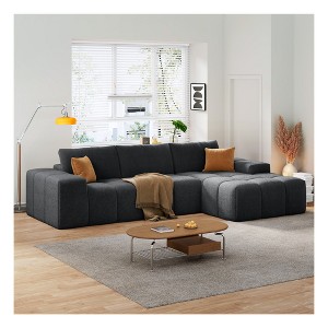 L-Shaped Soft Fabric Modular Sofa with 3 Cushions, No Assembly Required and Deep Seat for Living Room & Bedroom - 1 of 4