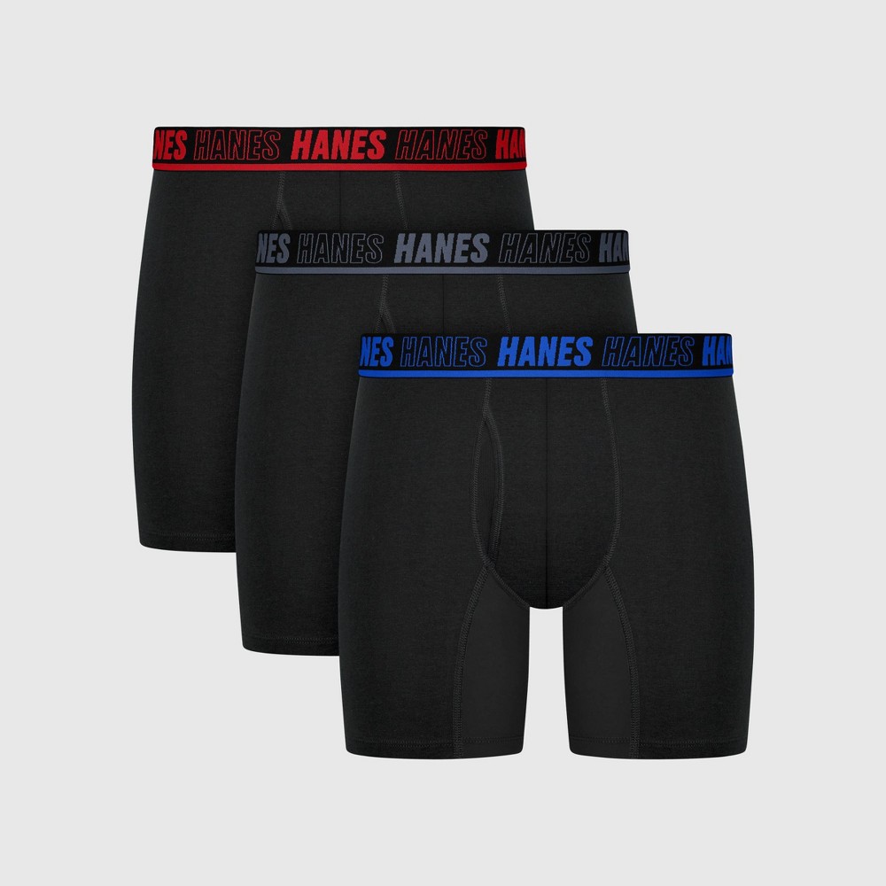 Hanes Premium Hanes Men's Anti-Chafe X-Temp Boxer Briefs 3pk - Black L