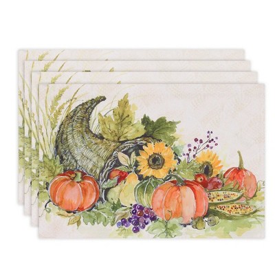 Laural Home Cornucopia Harvest Set of 4 13" x 19" Placemats