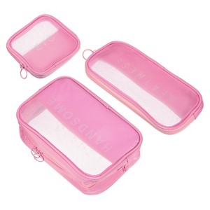 Unique Bargains Nylon Mesh Zipper Portable Travel Home Storage Makeup Bags 3 Pcs - 1 of 3