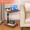 Movable Overbed Table With Wheels 23.6-37.4in Adjustable Height Overbed Table Rolling Tray Table Medical Bedside Desk With 0-90Degrees Tilting Surface - 3 of 4